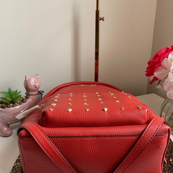 Michael Kors Studded Erin Medium Backpack Red - Picture 3 of 5